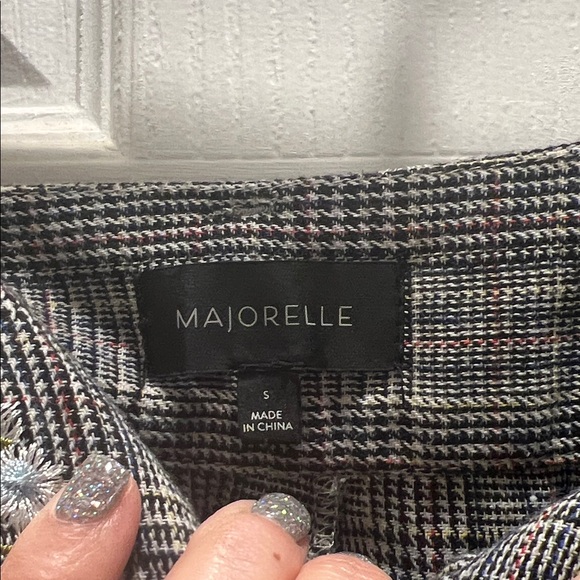 MAJORELLE Plaid Trousers with Floral Embroidery - Picture 7 of 12